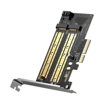 Ugreen paplašināšanas kartes adapteris PCIe 3.0 x4 uz SSD M.2 M-Key / B-Key melns (CM302) | Expansion Card Adapter...