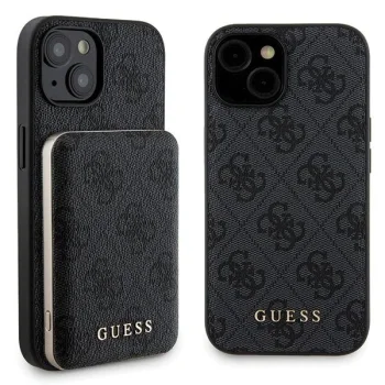 Apple iPhone 15 6.1'' Guess 4G Metal Logo + 5000mAh MagSafe Power Bank Case Cover, Black | Telefona Maciņš Vāks...