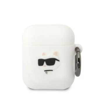 Чехол Karl Lagerfeld Silicone Choupette Head 3D для AirPods 1/2, белый