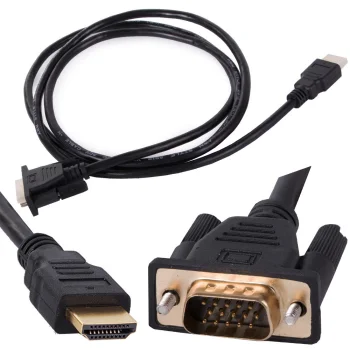 VGA - HDMI kabelis 1,3 m, Full HD 1080p, apzeltīti kontakti, melns