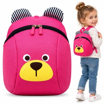 Toddler Backpack with Detachable Leash 2-in-1 Bear, 20 × 26 × 10 cm, Pink