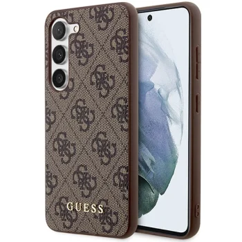 Чехол Guess 4G Metal Gold Logo для Samsung Galaxy S23, коричневый