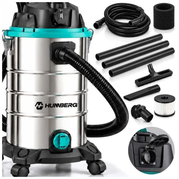 Humberg Hm-409 Industrial Vacuum Cleaner, 30 L, 1600 W, Wet and Dry, Bagless
