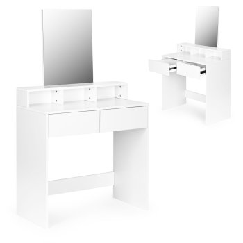 Modern Makeup Vanity Table with Large Mirror and Drawers ModernHome, White