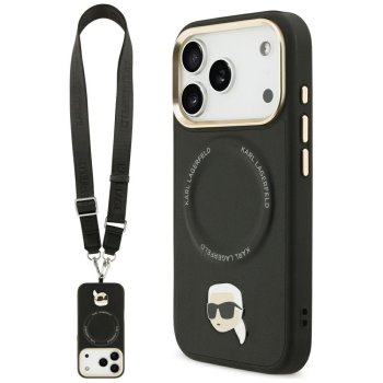 Karl Lagerfeld Big Strap Karl Metal Logo MagSafe vāciņš iPhone 17 Pro – melns | Phone Case Cover