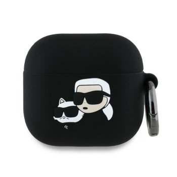 Чехол Karl Lagerfeld Silicone Karl&Chaupette Head 3D для AirPods 4 Черный