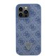 Guess Leather 4G Triangle Strass vāciņš iPhone 15 Pro Max, zils