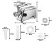 Electric Meat Grinder 800W Stainless Steel with 3 Plates, Silver