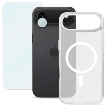 Roobix 3-in-1 aizsargkomplekts iPhone 17 Air (MagSafe vāciņš + aizsargstikls + kameras aizsargs), caurspīdīgs