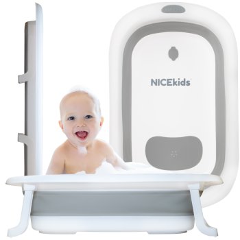 Bērnu salokamā vanna Nicekids, Pelēks/Balts | Folding Baby Bathtub