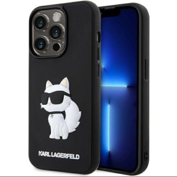 Karl Lagerfeld iPhone 14 Pro vāciņš 3D Rubber Choupette, melns