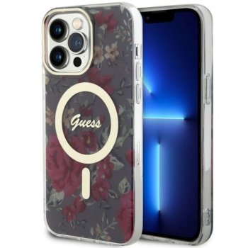 Guess iPhone 14 Pro Max vāciņš Flower MagSafe, zaļš
