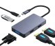 Адаптер Extra Digital USB-C (5-в-1) 2x HDMI, VGA, USB-A, PD 60W, серый