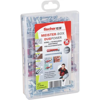 Комплект дюбелей и шурупов Fischer MeisterBox DuoPower, 160 шт.