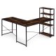 ModernHome L-Shaped Corner Desk with 4 Shelves Industrial Computer Desk, distressed walnut