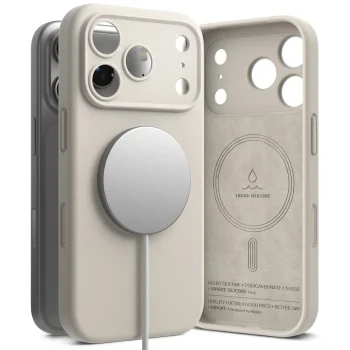 Силиконовый магнитный чехол Ringke MagSafe для iPhone 17 Pro Max - бежевый