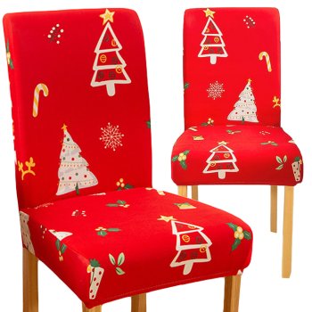 Universal Christmas Chair Cover, Decorative Stretch Dining Seat Slipcover