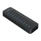 Orico CT2U3-10AB USB centrmezgls ar 10x USB-A 3.0 portiem un slēdžiem, melns