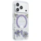Чехол Guess Resin Flowers Glitter MagSafe для iPhone 18 Pro Max / 17 Pro Max, фиолетовый