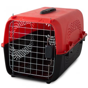 Būris Soma Dzīvnieku (Kaķi, Suņi, Truši utt.) Pārvadāšānai Transportēšanai, Sarkans/Melns | Pet Animal Carrier Cage