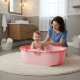 ECOTOYS Foldable Baby Bathtub with Heat-Sensitive Drain Plug, Portable Infant Bath, Pink