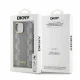 DKNY iPhone 14 Case Leather Checkered Mono Pattern MagSafe, Beige