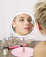 Kosmētisks Galda Spogulis ar LED Apgaismojumu, Rozā | Round Make-up Table Mirror with LED Lighting