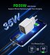 Choetech PD6052 USB-C USB-A PD 35W GaN wall charger with display - white