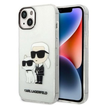 Karl Lagerfeld Glitter Karl&Choupette vāciņš iPhone 14 Plus - caurspīdīgs