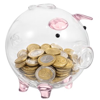 Small Glass Piggy Bank for Coins and Bills, Clear Money Saving Jar for Adults & Kids