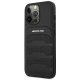 AMG Debossed Lines iPhone 14 Pro ādas aizsargvāciņš, melns