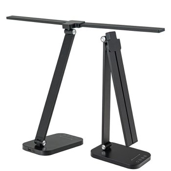 Adjustable Dual Arm LED Desk Lamp with USB Port, Dimmable