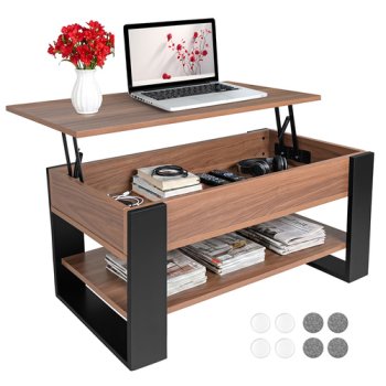 Lift-Top Coffee Table with Storage Ruhhy 92x51x45 cm, Craft Oak, Black