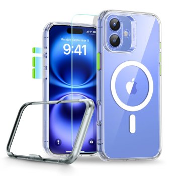 ESR Classic Pro Set Halolock MagSafe vāciņš un aizsargstikls iPhone 16, Caurspīdīgs