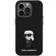 Karl Lagerfeld iPhone 15 Pro vāciņš Silicone Ikonik Metal Pin, melns