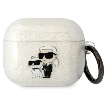 Чехол для AirPods 3 Karl Lagerfeld Gliter Karl&Choupette, прозрачный