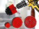 Car Detailing Cleaning Kit with Brushes, Pads and Bag, Red/Black