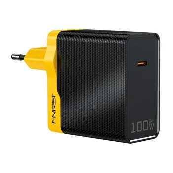 Блок питания FNIRSI EU 100W PD USB-C GaN 100W, желто-черный