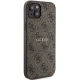 Чехол Guess 4G Collection Leather Metal Logo MagSafe для iPhone 15 Plus / 14 Plus, коричневый