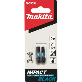 Skrūvgrieža uzgaļi Makita Impact Black T30 25 mm, 2 gab., B-63694