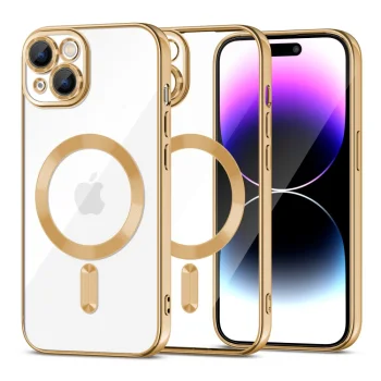 Apple iPhone 15 6.1'' Tech-Protect MagShine Line MagSafe Case Cover, Gold | Telefona Vāciņš Maciņš Apvalks Bampers
