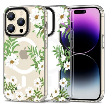 Чехол Tech-Protect для iPhone 15 Pro Max MagMood MagSafe, Daisies with Leaves