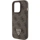 Чехол Guess Leather 4G Triangle Strass для iPhone 15 Pro, коричневый