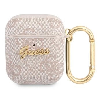 Guess 4G Script Metal maciņš Apple AirPods 1 / 2, Rozā