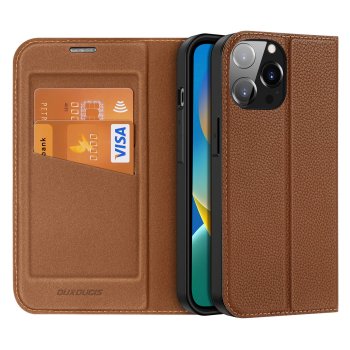 Apple iPhone 14 Pro Max 6.7'' Dux Ducis Skin X2 Magnetic Book Case Cover, Brown | Telefona Vāciņš Maciņš Apvalks...