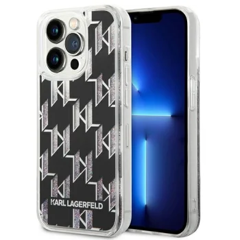 Чехол Karl Lagerfeld Liquid Glitter Monogram для iPhone 14 Pro, черный