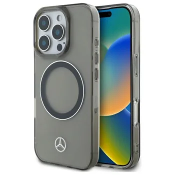 Чехол Mercedes для iPhone 16 Pro Max Silver Ring MagSafe, черный