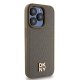 DKNY iPhone 15 Pro Case Leather Monogram Pattern Metal Logo MagSafe, Brown