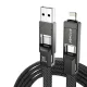 BlitzWolf BW-HDC7 4-in-1 USB, USB-C un Lightning kabelis 240W 1.2m, melns