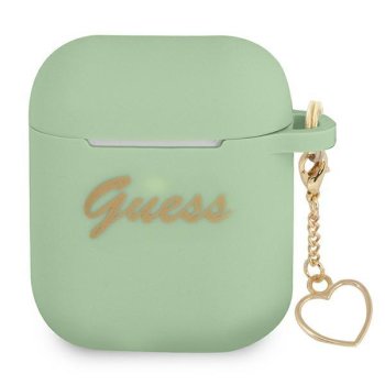 Guess Чехол для AirPods Silicone Heart Charm Зеленый